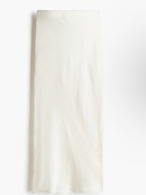 H&M CREAM CRINKLED SATIN MAXI SKIRT